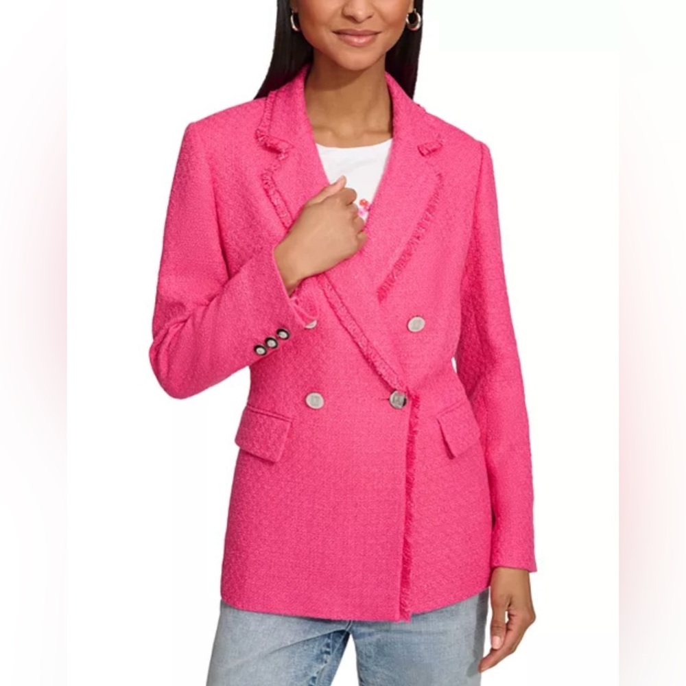 Karl Lagerfeld Paris NWT Size 10 Classic Karl Pink Woven Tweed Blazer (0507)